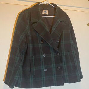 Old Navy Wool Blend Plaid P-Coat